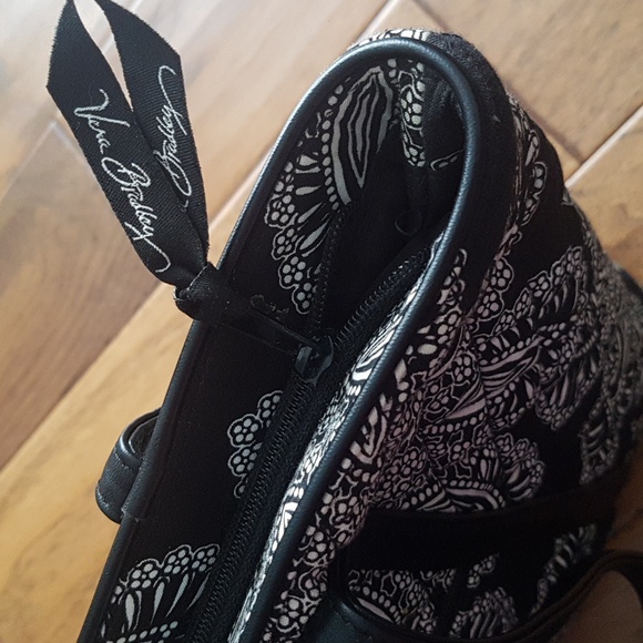 Vera Bradley Black White Floral Quilted Tote Bag with Zipper - Picture 5 of 16